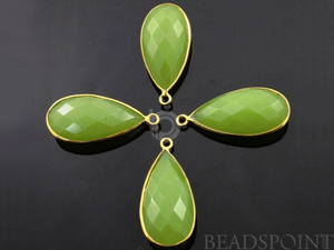Apple Green Chalcedony Faceted Pear Bezel, 15x30 mm (BZC7066) - Beadspoint