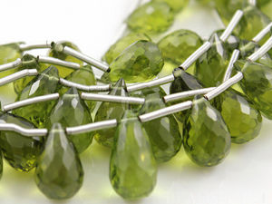 Green Peridot  Faceted Tear Drops, 2 Pieces, (2PER6x9Tear), - Beadspoint