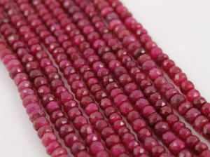 Ruby Faceted Rondelles , 25 Pieces, (RBY4FRNDL) - Beadspoint