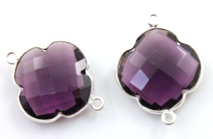 Purple Amethyst Faceted Clover Connector, (SSBZC8028) - Beadspoint