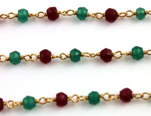 Ruby & Emerald Wire Wrapped Rosary, (RS-REM-32) - Beadspoint