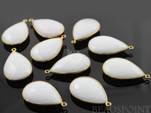 White Onyx Faceted Pear Bezel, (BZC7091) - Beadspoint