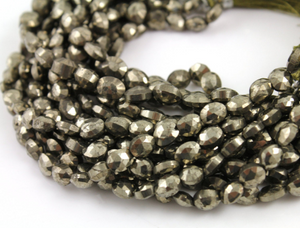 Natural Pyrite Stone Faceted Ovals,(PYR/10x15/OV) - Beadspoint