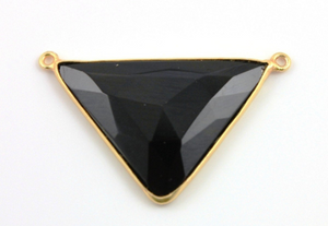 Black Onyx Faceted Arrow Head Triangle Bezel, (BZC9016/BLk) - Beadspoint