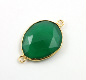 Green Onyx Faceted Bezel Connector, (BZCT-3300) - Beadspoint