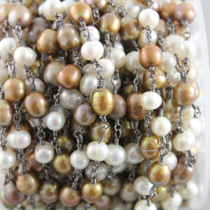 Pearl Chain Rondell Wire Wrapped Chain,(RS-PRL-127) - Beadspoint