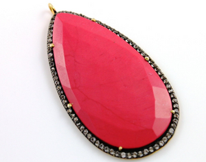 Red Coral w/ White Sapphire, 2 Inch long (A-201/RCL) - Beadspoint