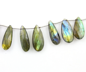 Blue Flashes Labradorite Faceted Pear Briolettes Beads, (LAB32x10PR) - Beadspoint