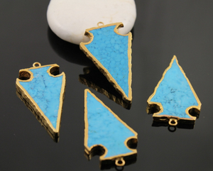 Triangle Turquoise Gold Electroplated Connector, (BZC9026/TURQ/LG) - Beadspoint