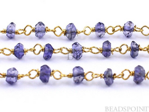 Iolite Faceted Roundels Wire Wrapped Rosary,RS-IOL-164 - Beadspoint