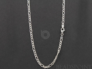 Sterling Silver Finished Figaro Neck Chain , (FIG100-18) - Beadspoint