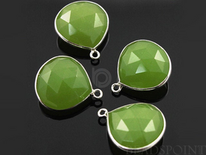 Apple Green Chalcedony Faceted Heart Bezel, (SSBZ7027) - Beadspoint