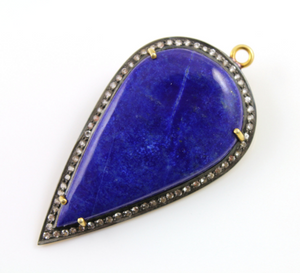 Lapis w/ White Sapphire, 1 Piece (LPS/WTZ/47x27) - Beadspoint