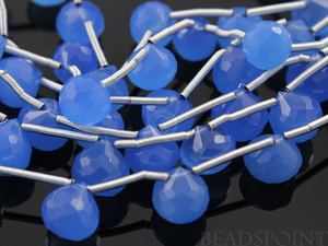 Blue Chalcedony Medium Faceted Onion Drops, 4 Pieces, (4CLCE/ONION/6) - Beadspoint