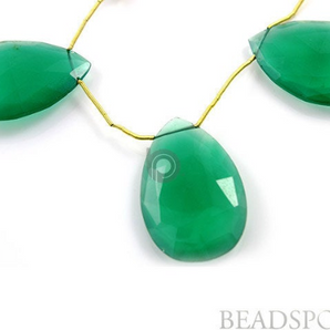 Green Onyx Large Faceted Pear Drops,3 Pieces, (GRXxlPEAR) - Beadspoint