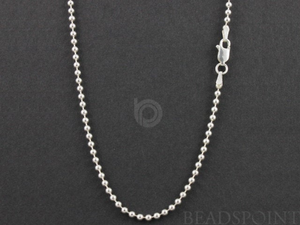 Sterling Silver Finished Ball Neck Chain, (BALL22-18) - Beadspoint