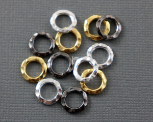 Sterling Silver Hammered Circle Rings-4 Pieces, (SS/1004/10) - Beadspoint
