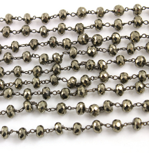Pyrite Round Rosary Chain, (RS-PYR-60) - Beadspoint