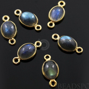 Labradorite Bezel Gold Vermeil Oval Component, 18x8 mm (LABOV001-Q) - Beadspoint