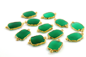 Green Onyx Gold Electroplated Connector, (BZC9030/GNX/CNT) - Beadspoint