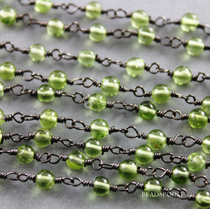 Peridot Round Beads Rosary Chain, (RS-PDT-30) - Beadspoint