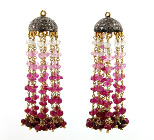 Ruby Beaded Tassle Drops, 2" Inches, (TASSRBY) - Beadspoint