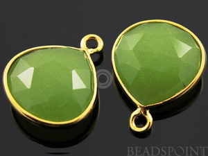 Apple Green Chalcedony Faceted Heart Bezel, (BZC6075) - Beadspoint