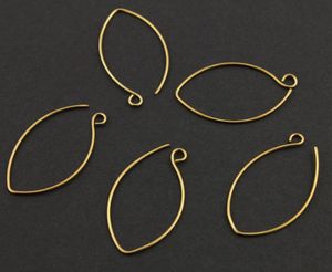 Gold Vermeil Handmade Leaf Ear Wire, (VM/724-B) - Beadspoint