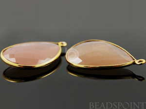 Sand Chalcedony Faceted Pear Shape Bezel, Gold Vermeil, 22x30mm (BZC7301) - Beadspoint
