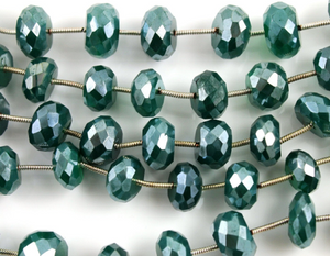 Green Onyx Mystic finish Faceted Roundels, (GNXM/FRNDL/10) - Beadspoint