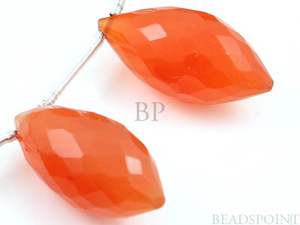 Carnelian Faceted Round Marquise Drops, (CAR8x18Marq) - Beadspoint