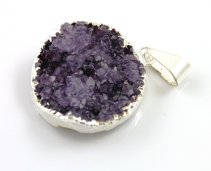 Druzy Electroplated Round Pendant,(SS-DZY/RND/312) - Beadspoint