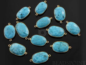 Turquoise Faceted Oval Connector, (BZC7105-XLG) - Beadspoint