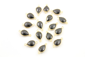 Black Onyx Faceted Pear Connector, (BZC-9138) - Beadspoint