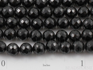 Black Onyx Micro Faceted Roundel Beads, (X4-5Frnd) - Beadspoint