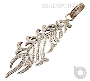 Pave Diamond Large Leaf Pendant -- DP-0854 - Beadspoint