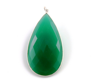 Dyed Emerald Faceted Pear Shape Bezel, (SSBZC7308) - Beadspoint