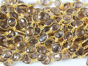 Smokey Topaz Faceted Oval Chain, (GMC-STZ-13x11) - Beadspoint