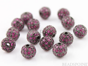 Pave Ruby Round Beads, (RB-BA6) - Beadspoint