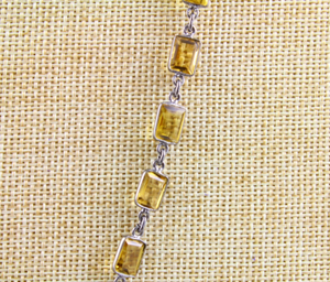 Whiskey Topaz Faceted Rectangle Bezel Chain, (BC-WTZ-100) - Beadspoint