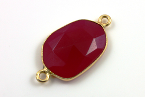 Fuchsia Chalcedony Faceted Oval Connector, (CHAL/FCHA/12x12) - Beadspoint