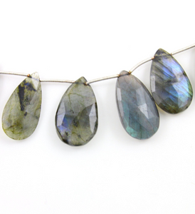 Blue Flashes Labradorite Faceted Pear Briolettes Beads, (LAB29x17PR) - Beadspoint