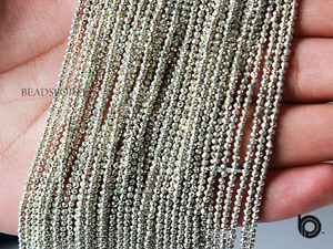 5 Strands, 2.5 mm Silver Pyrite Roundel Faceted Beads, Silver Pyrite Small Beads, Micro Faceted Rondelles, 13 Inches, (SPRYT-2.5-FRNDL) - Beadspoint