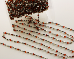 Carnelian & Pearl Wire Wrapped Rosary, (RS-CRPL-66) - Beadspoint
