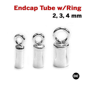 Sterling Silver Endcap Tube w/Ring, 3 Sizes, (SS/503)