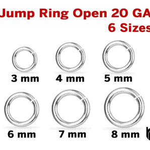 Sterling Silver 20 GA Open Jump Ring, 6 Sizes , (SS/JR20/O)