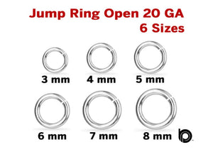 Sterling Silver 20 GA Open Jump Ring, 6 Sizes , (SS/JR20/O)