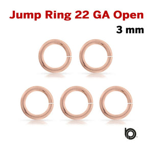 14K Rose Gold Filled Open Jump Rings,22ga, 3 mm, 20 Pcs, Wholesale Price, (RG/JR22/3O)