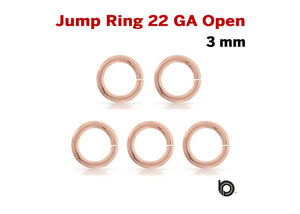 14K Rose Gold Filled Open Jump Rings,22ga, 3 mm, 20 Pcs, Wholesale Price, (RG/JR22/3O)