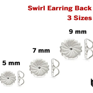 Sterling Silver Premium Swirl Earring Back, (SS/726)